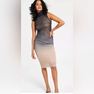Bar III Sleeveless Ombre Gray to Tan Midi Dress